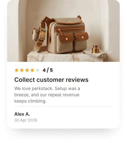 Customer review card with product photo and star rating